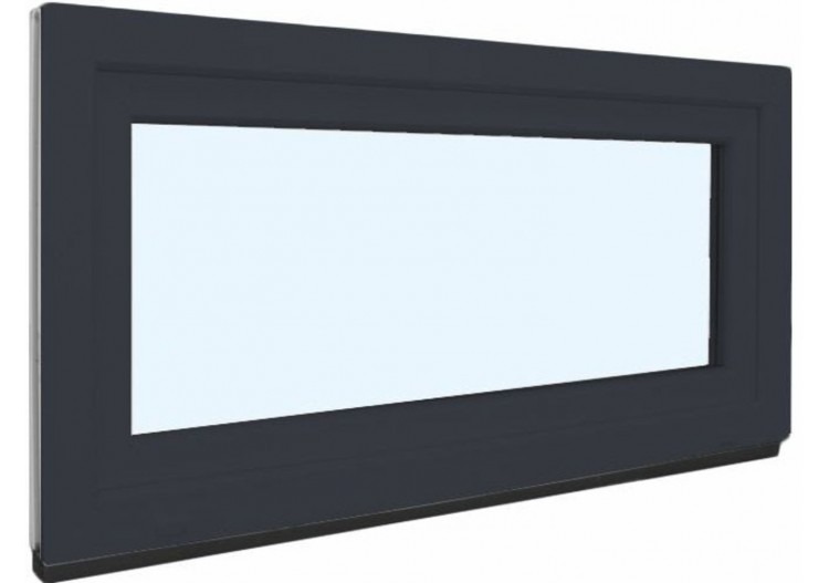 Fenêtre de cave soufflet PVC anthracite vitrée ouvrant haut L 900mm x H 500mm