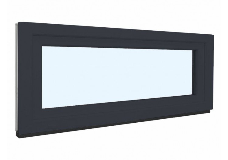 Fenêtre de cave soufflet PVC anthracite et blanc vitrée ouvrant haut L 1000mm x H 500mm