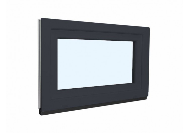 Fenêtre de cave soufflet PVC anthracite et blanc vitrée ouvrant haut L 800mm x H 500mm