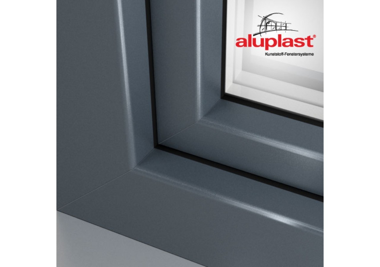 Fenêtre oscillo-battante PVC anthracite et blanc vitrée ouvrant droit L 800mm x H 950mm