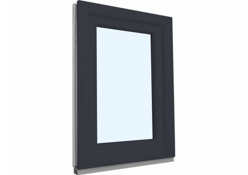 Fenêtre oscillo-battante PVC anthracite et blanc vitrée ouvrant droit L 800mm x H 1350mm