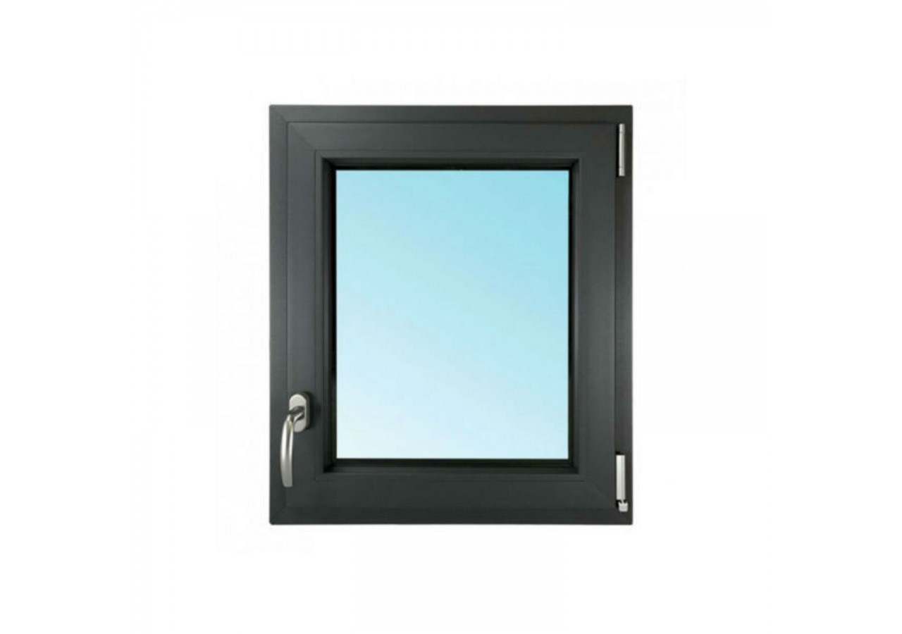 Fenêtre oscillo-battante PVC anthracite vitrée ouvrant gauche L 650mm x H 750mm