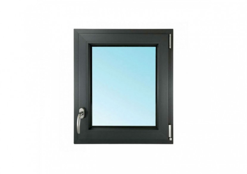 Fenêtre oscillo-battante PVC anthracite vitrée ouvrant gauche L 650mm x H 750mm