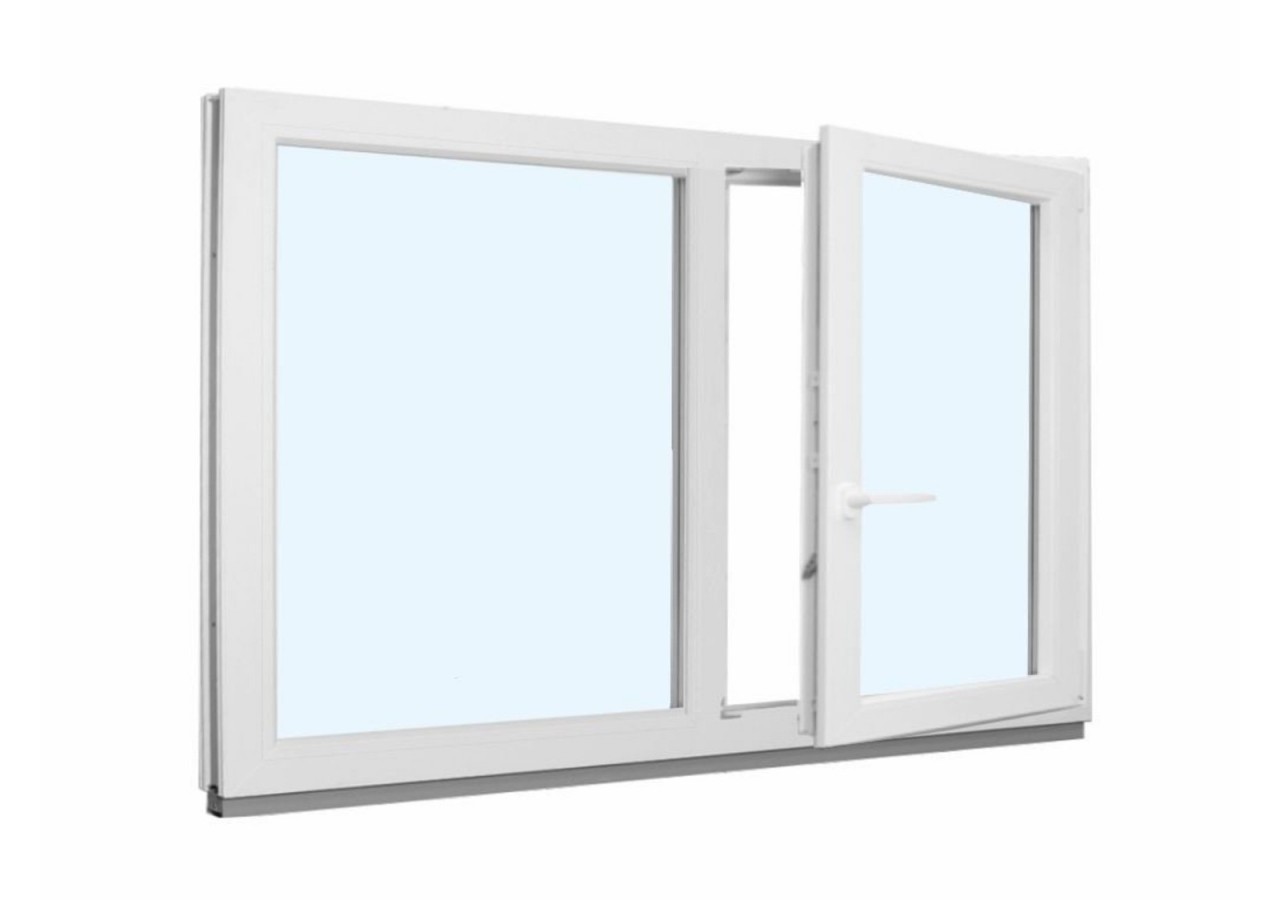 Fenêtre oscillo-battante double vantaux PVC blanc vitrée ouvrant droit L 1400mm x H 850mm