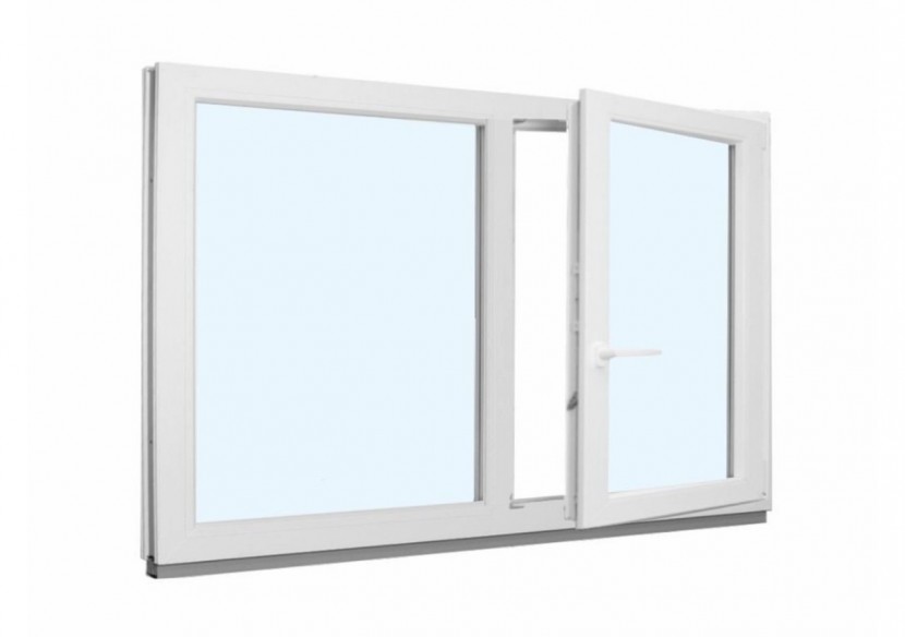 Fenêtre oscillo-battante double vantaux PVC blanc vitrée ouvrant droit L 1400mm x H 850mm