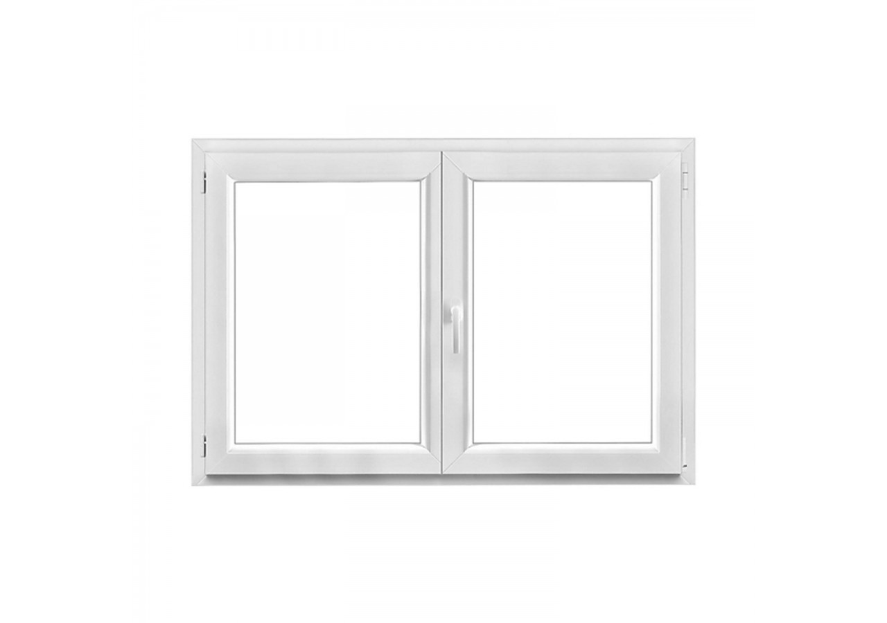 Fenêtre oscillo-battante double vantaux PVC blanc vitrée ouvrant droit L 1400mm x H 850mm