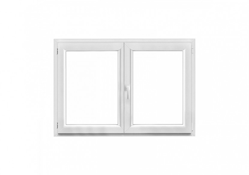 Fenêtre oscillo-battante double vantaux PVC blanc vitrée ouvrant droit L 1400mm x H 850mm