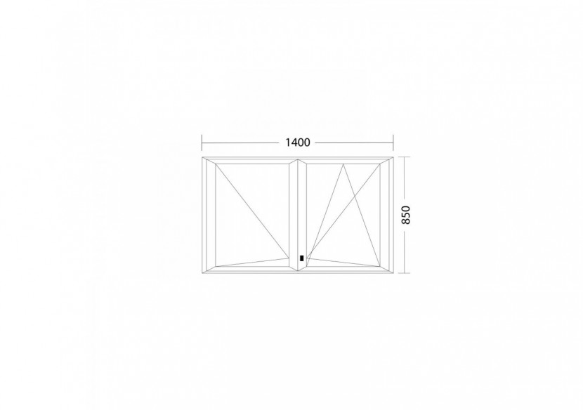 Fenêtre oscillo-battante double vantaux PVC anthracite et blanc vitrée ouvrant droit L 1400mm x H 850mm