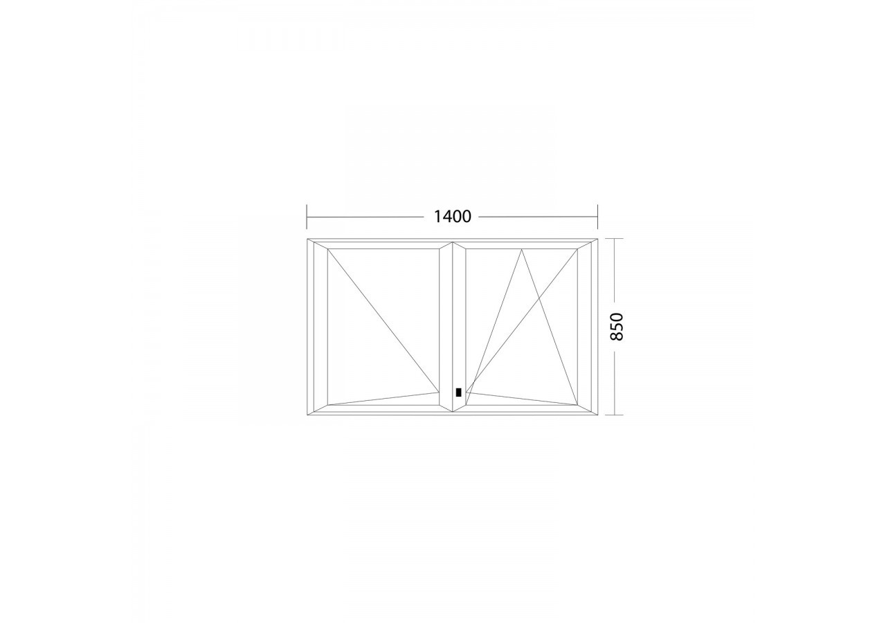 Fenêtre oscillo-battante double vantaux PVC anthracite vitrée ouvrant droit L 1400mm x H 850mm
