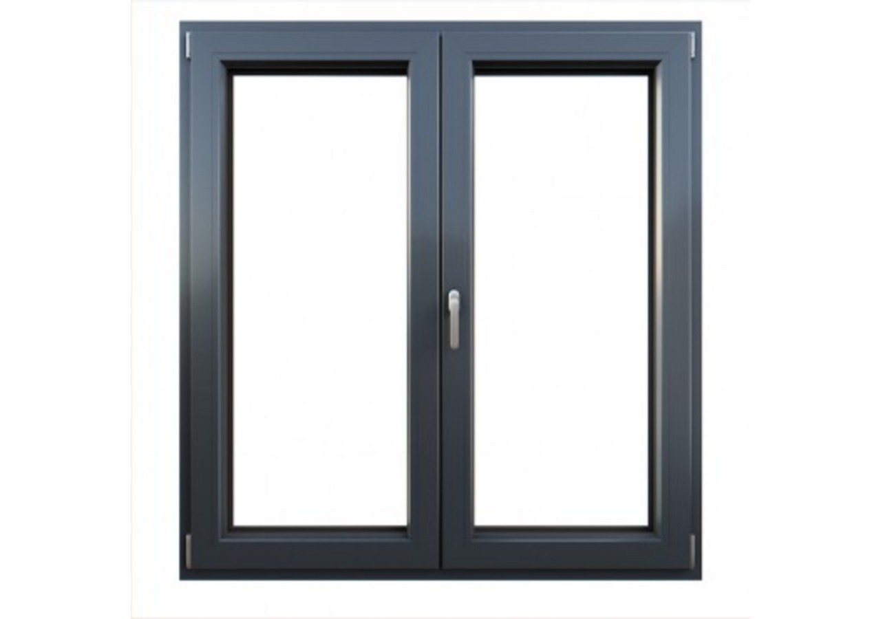 Fenêtre oscillo-battante double vantaux PVC anthracite vitrée ouvrant droit L 1000mm x H 1300mm