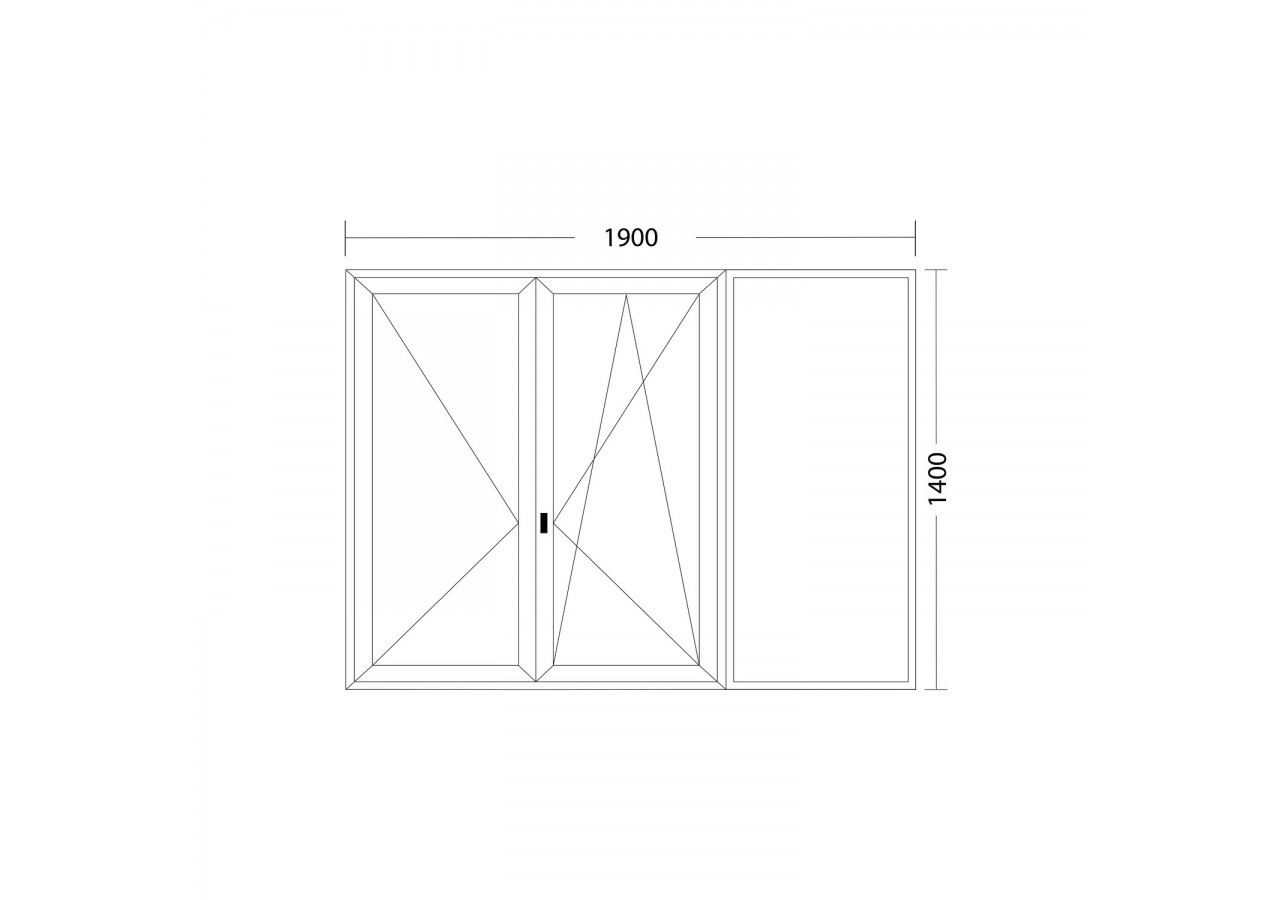 Fenêtre oscillo-battante et châssis fixe à droite PVC anthracite et blanc vitrée ouvrant droit L 1900mm x H 1400mm