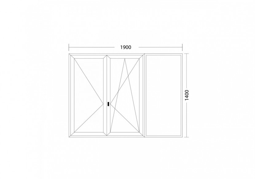 Fenêtre oscillo-battante et châssis fixe à droite PVC anthracite et blanc vitrée ouvrant droit L 1900mm x H 1400mm
