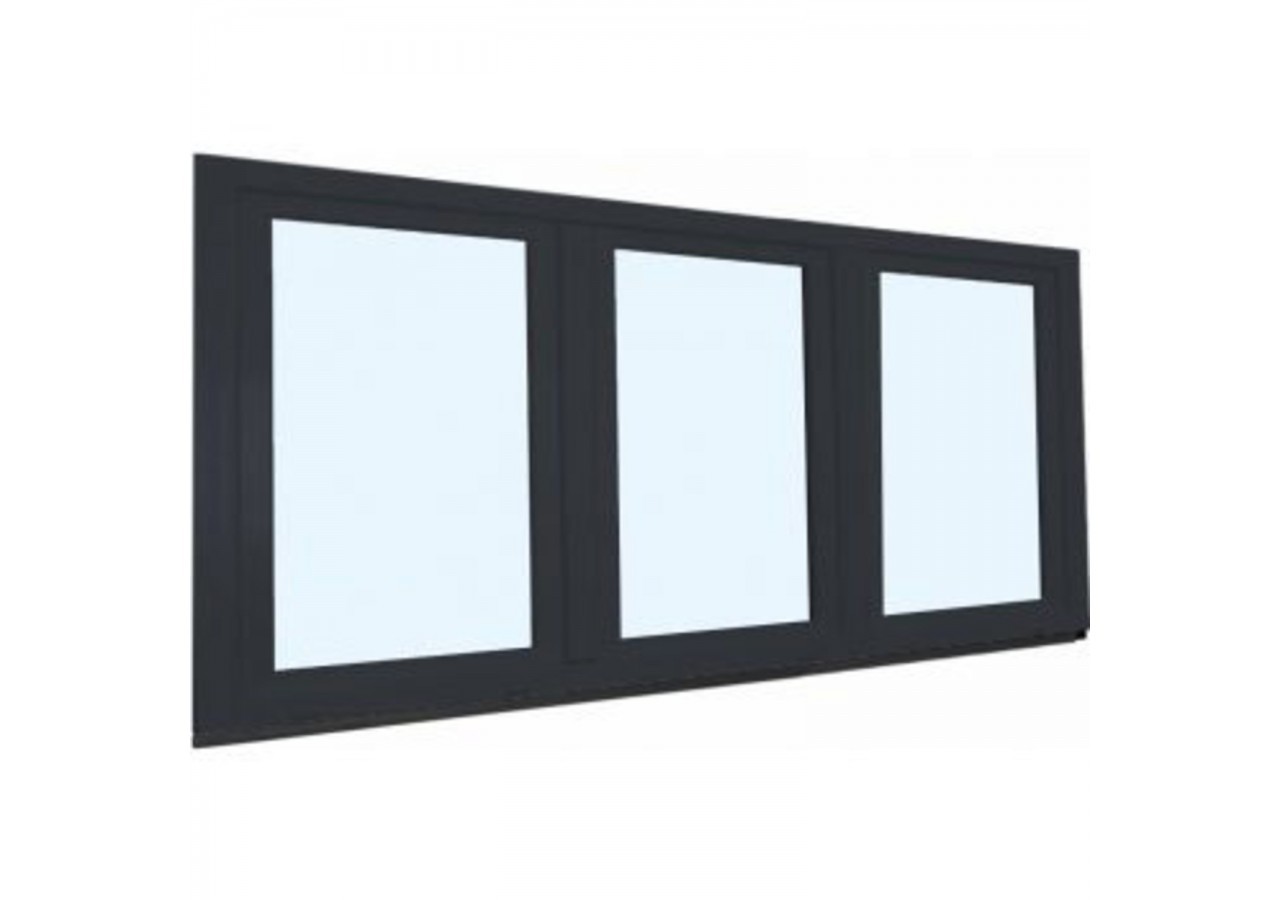 Fenêtre oscillo-battante et châssis fixe à droite PVC anthracite et blanc vitrée ouvrant droit L 1900mm x H 1400mm