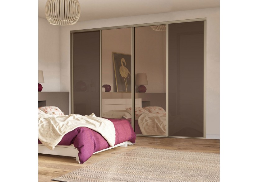 Façade de placard 4 portes coulissante Miranda laqué - Kazed : Confort'Mat