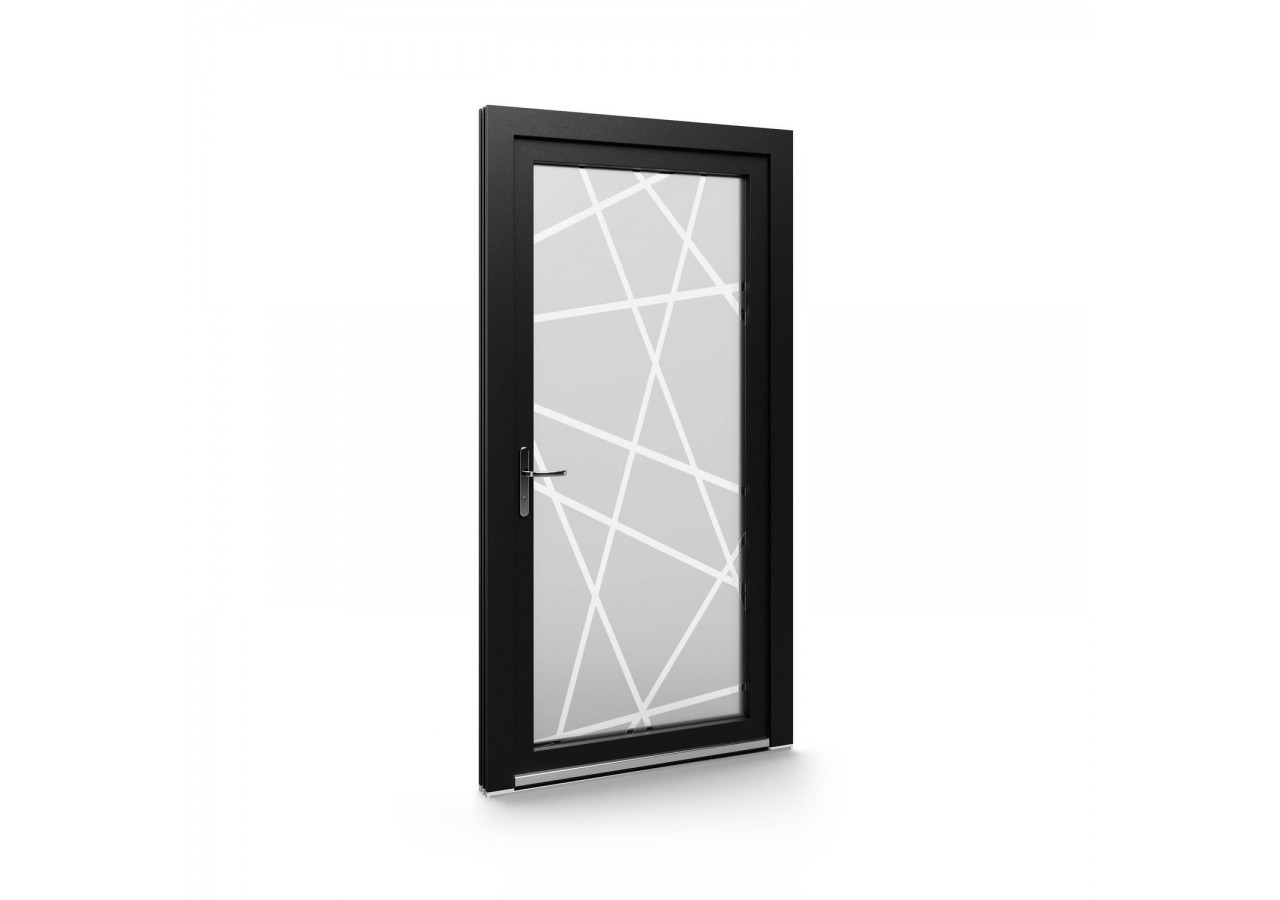 Porte de service PVC anthracite vitrée ouvrant droit L 860mm x H 2180mm