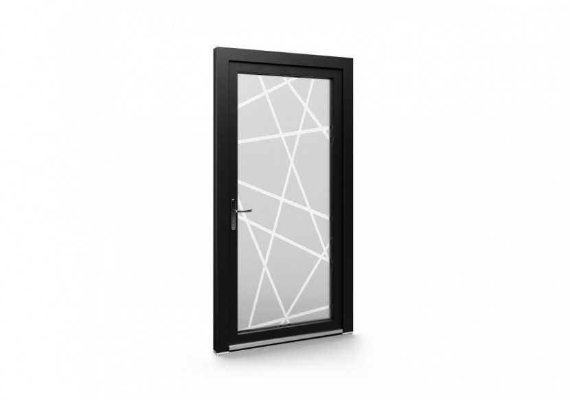 Porte de service PVC anthracite et blanc vitrée ouvrant droit L 960mm x H 2180mm