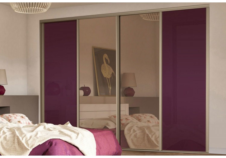 Façade de placard 4 portes coulissante Miranda laqué - Kazed : Confort'Mat