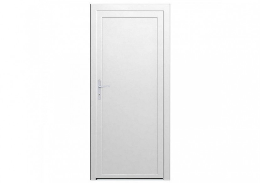 Porte de service PVC blanc plein ouvrant droit L 960mm x H 2000mm