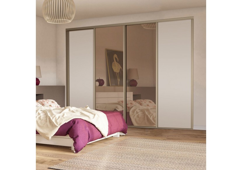 Façade de placard 4 portes coulissante Miranda mat - Kazed : Confort'Mat