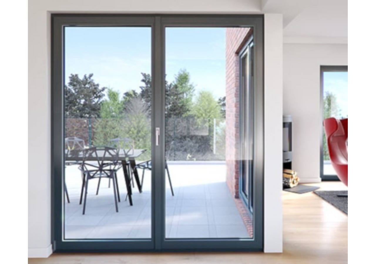 Porte fenêtre oscillo-battante double vantaux PVC anthracite ouvrant droit L 1000mm x H 2150mm