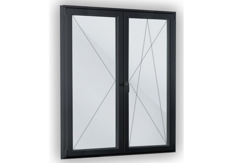 Porte fenêtre oscillo-battante double vantaux PVC anthracite ouvrant droit L 1200mm x H 2150mm
