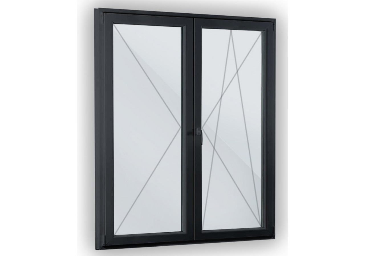 Porte fenêtre oscillo-battante double vantaux PVC anthracite ouvrant droit L 1200mm x H 2150mm