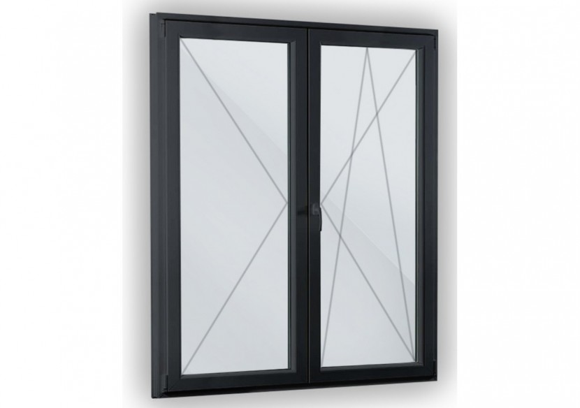 Porte fenêtre oscillo-battante double vantaux PVC anthracite ouvrant droit L 1200mm x H 2150mm