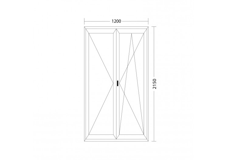 Porte fenêtre oscillo-battante double vantaux PVC anthracite ouvrant droit L 1200mm x H 2150mm 2