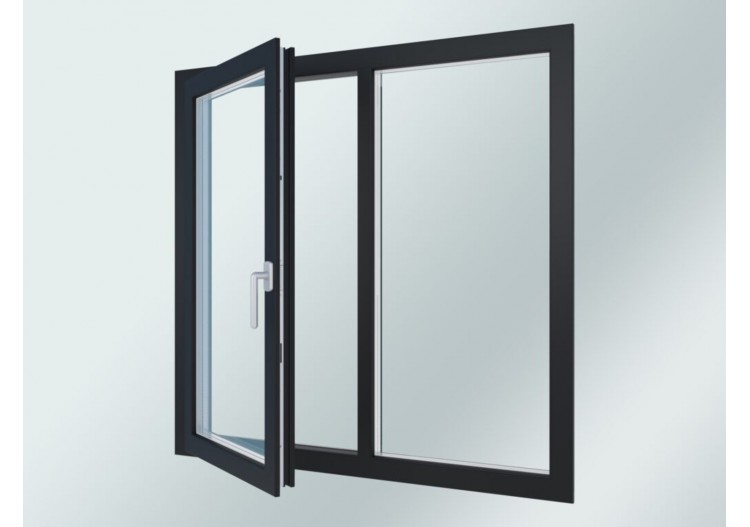 Porte fenêtre oscillo-battante double vantaux PVC anthracite ouvrant droit L 1400mm x H 2150mm