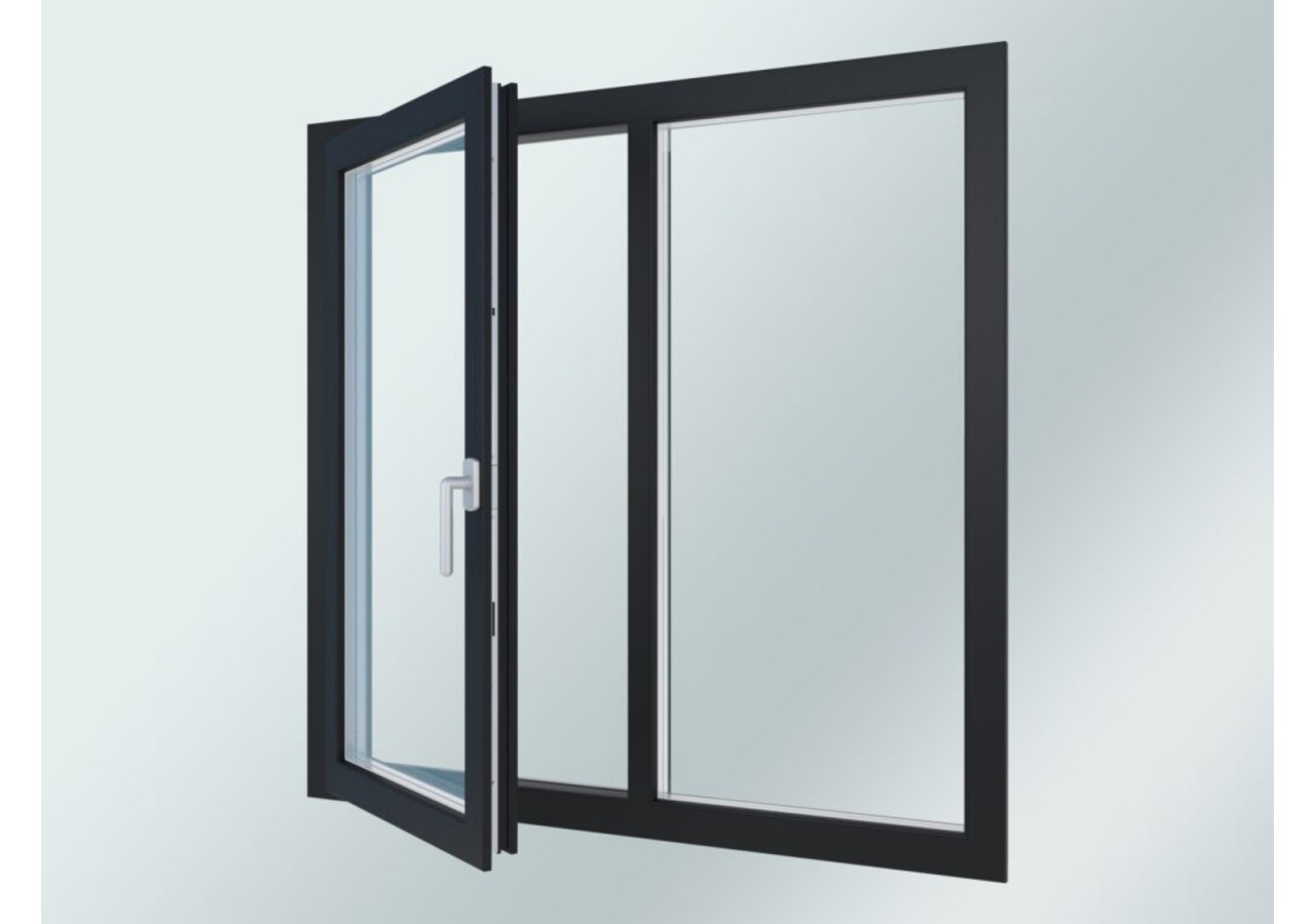 Porte fenêtre oscillo-battante double vantaux PVC anthracite ouvrant droit L 1400mm x H 2150mm