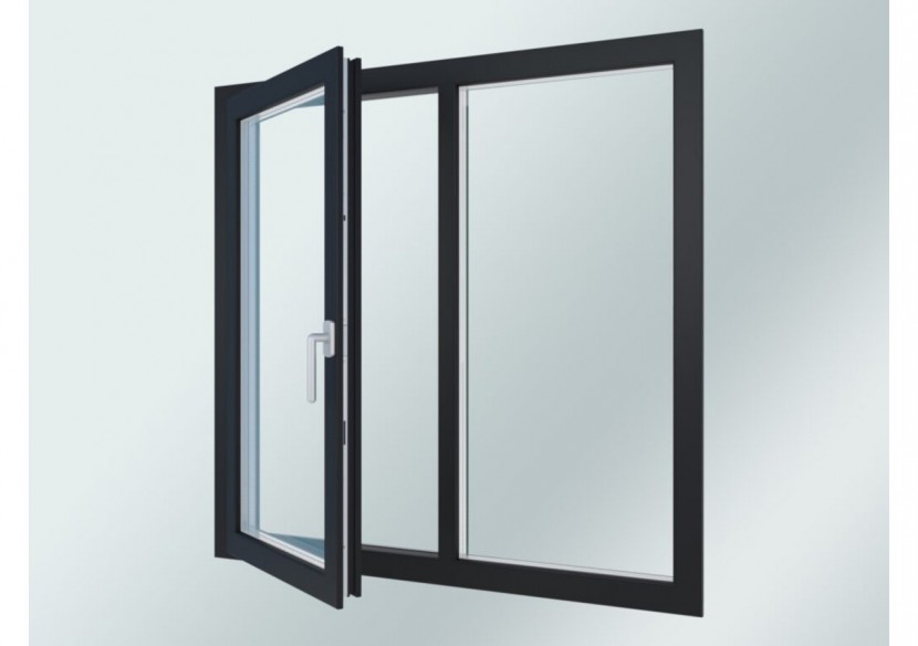 Porte fenêtre oscillo-battante double vantaux PVC anthracite ouvrant droit L 1400mm x H 2150mm