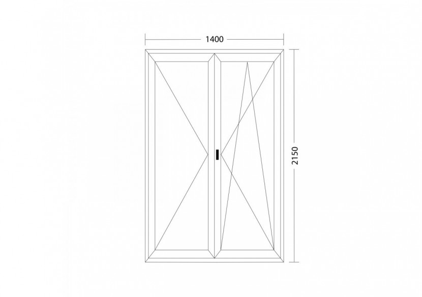 Porte fenêtre oscillo-battante double vantaux PVC anthracite ouvrant droit L 1400mm x H 2150mm