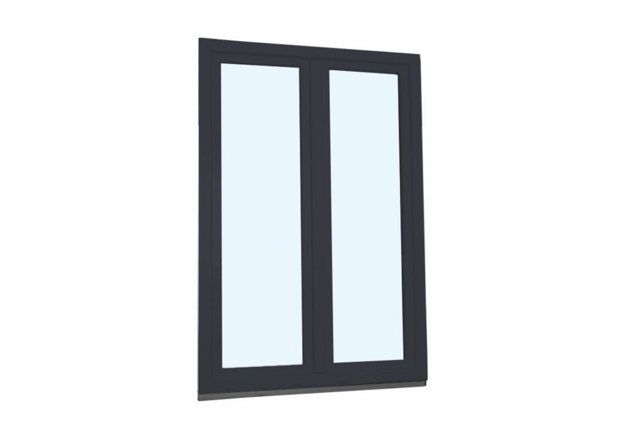 Porte fenêtre oscillo-battante double vantaux PVC anthracite et blanc ouvrant droit L 1200mm x H 2150mm