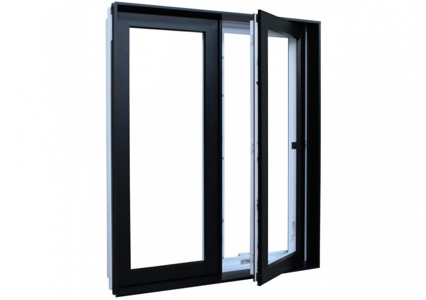 Porte fenêtre oscillo-battante double vantaux PVC anthracite et blanc ouvrant droit L 1400mm x H 2150mm