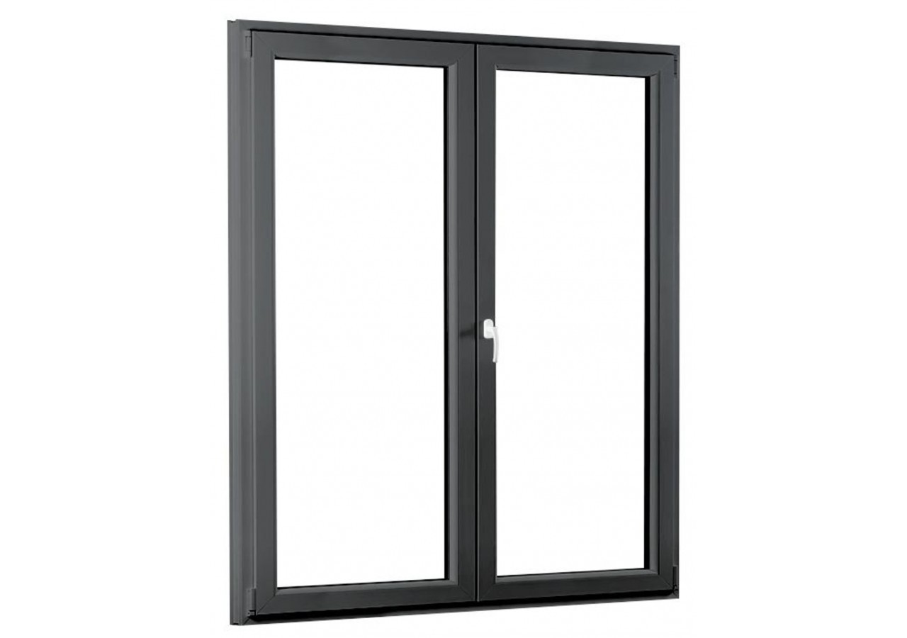 Porte fenêtre oscillo-battante double vantaux PVC anthracite ouvrant gauche L 1000mm x H 2150mm