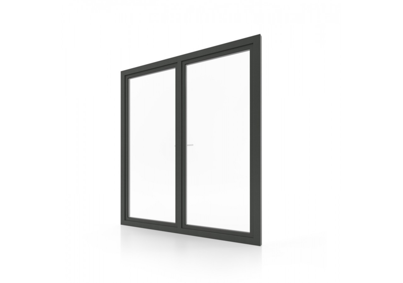 Porte fenêtre oscillo-battante double vantaux PVC anthracite ouvrant gauche L 1000mm x H 2150mm