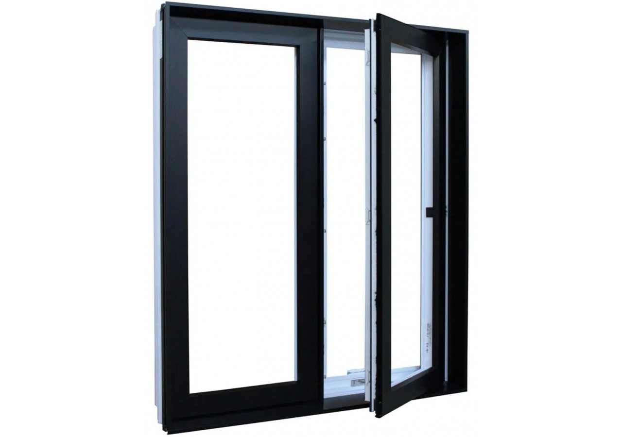 Porte fenêtre oscillo-battante double vantaux PVC anthracite et blanc ouvrant gauche L 1000mm x H 2150mm