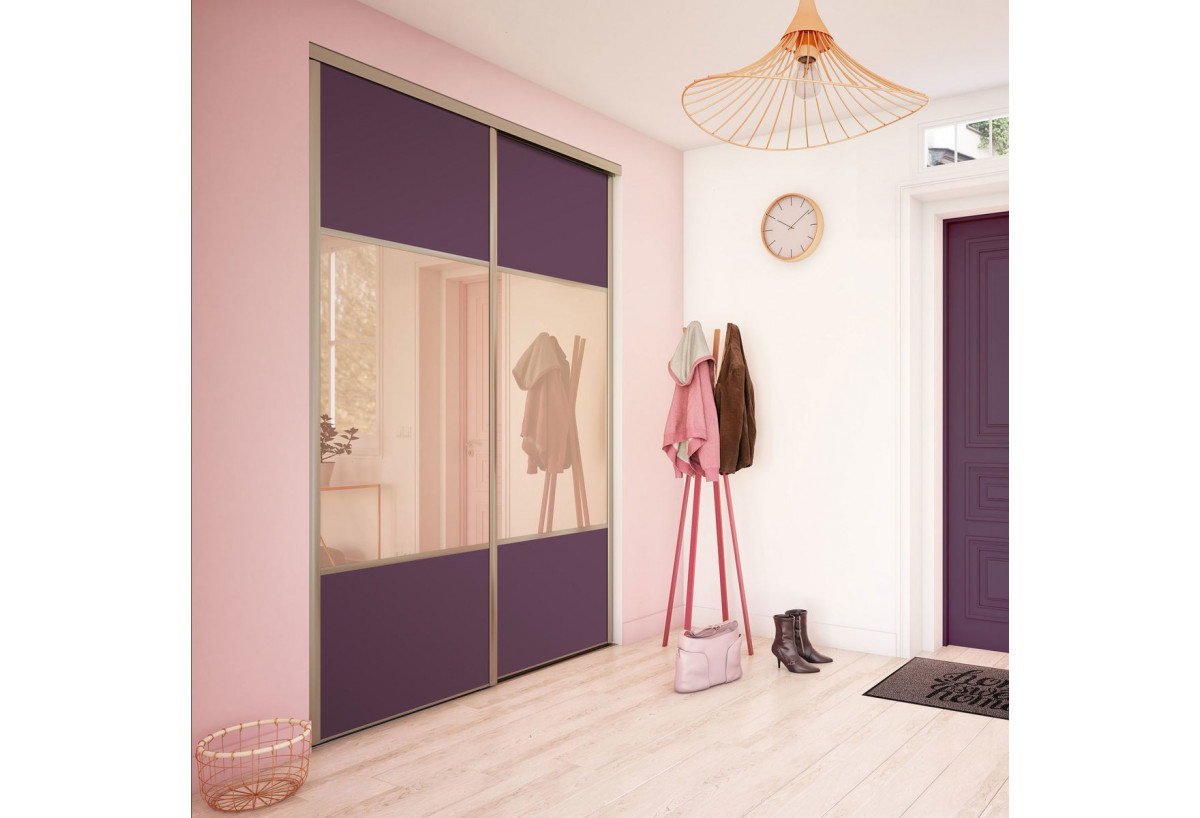 Façade de placard 2 portes coulissante Carrie mat - Kazed : Confort'Mat