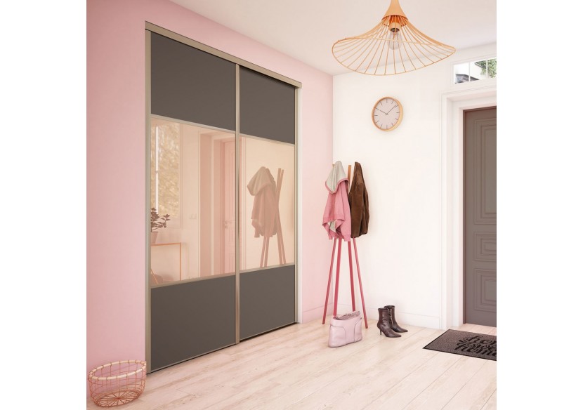 Façade de placard 2 portes coulissante Carrie mat - Kazed : Confort'Mat