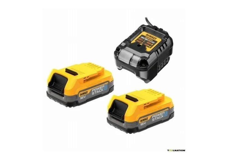 Pack 2 batteries POWERSTACK XR 18V 1.7Ah Li-Ion + chargeur - DCB1102E2-QW - Dewalt