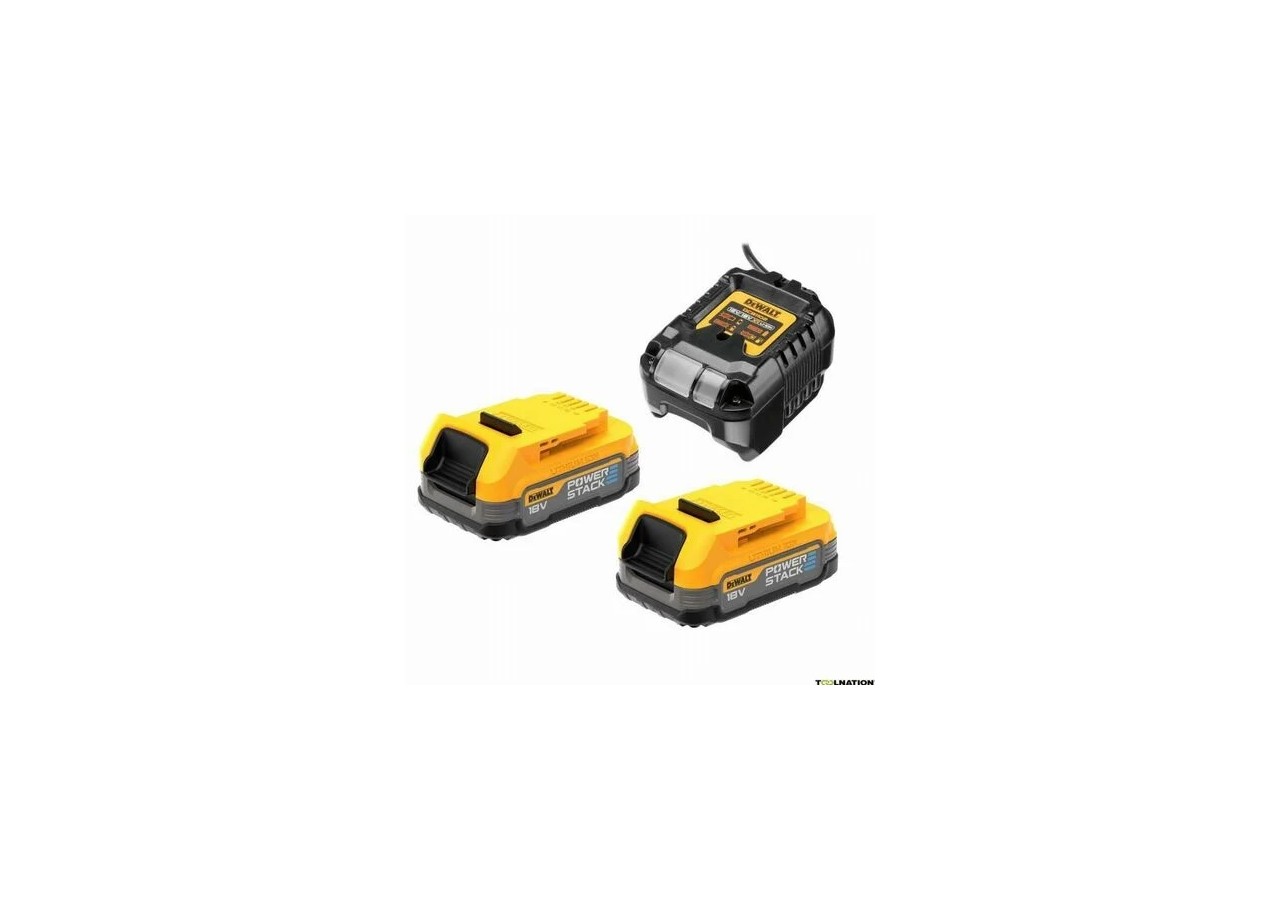 Pack 2 batteries POWERSTACK XR 18V 1.7Ah Li-Ion + chargeur - DCB1102E2-QW - Dewalt