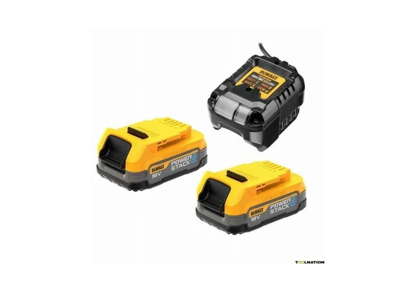 Pack 2 batteries POWERSTACK XR 18V 1.7Ah Li-Ion + chargeur - DCB1102E2-QW - Dewalt