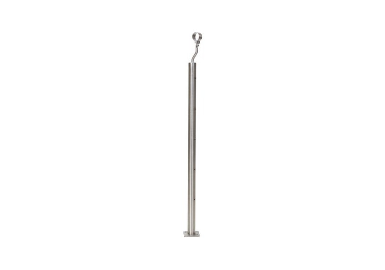 Poteau rond fixation à plat - 5 perçages - Inox 316 - 259004 - Dieda