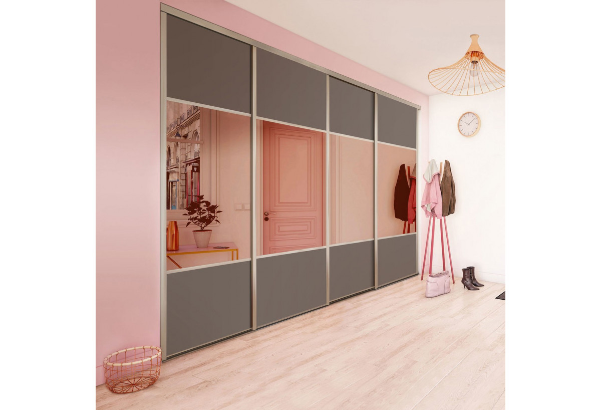 Façade de placard 4 portes coulissante Carrie mat - Kazed : Confort'Mat