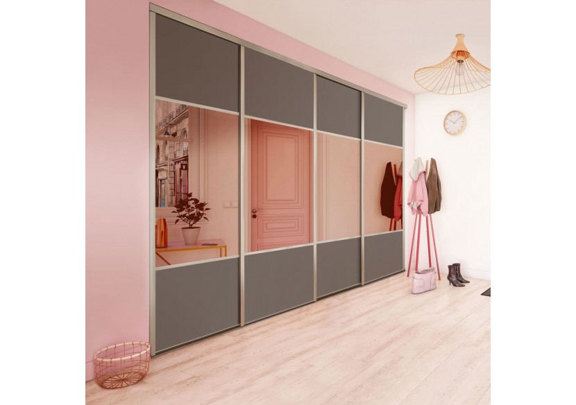 Façade de placard 4 portes coulissante Carrie mat - Kazed : Confort'Mat