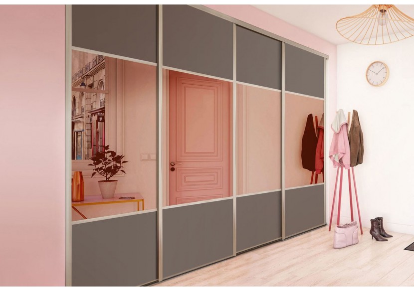Façade de placard 4 portes coulissante Carrie mat - Kazed : Confort'Mat