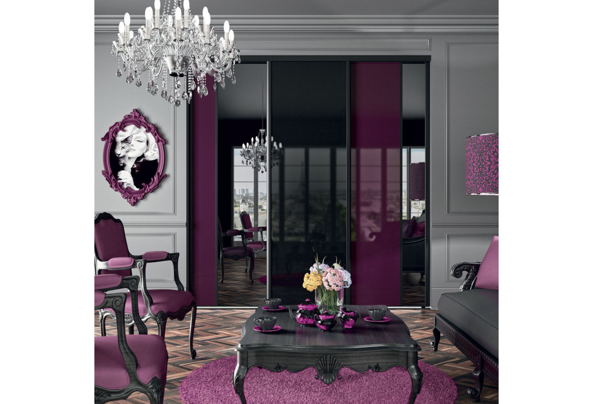 Façade de placard 3 portes coulissante So chic laqué - Kazed : Confort'Mat