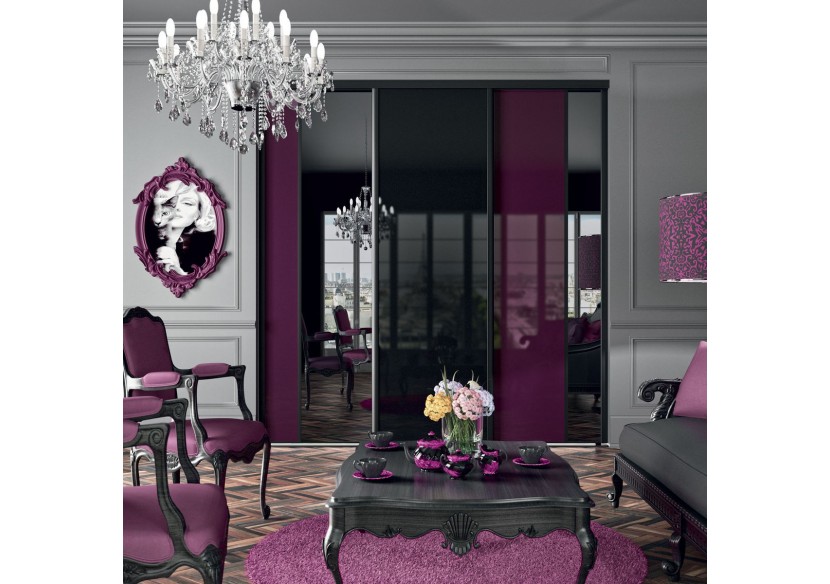 Façade de placard 3 portes coulissante So chic laqué - Kazed : Confort'Mat