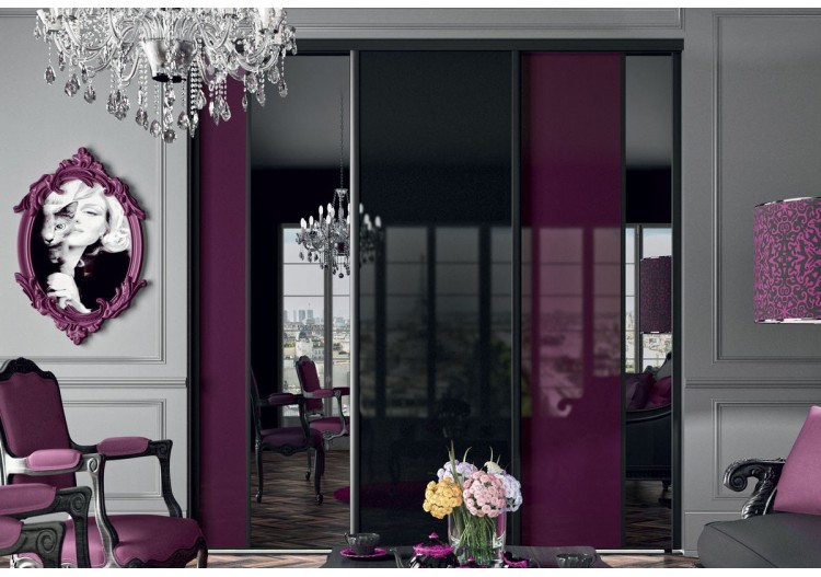 Façade de placard 3 portes coulissante So chic laqué - Kazed : Confort'Mat