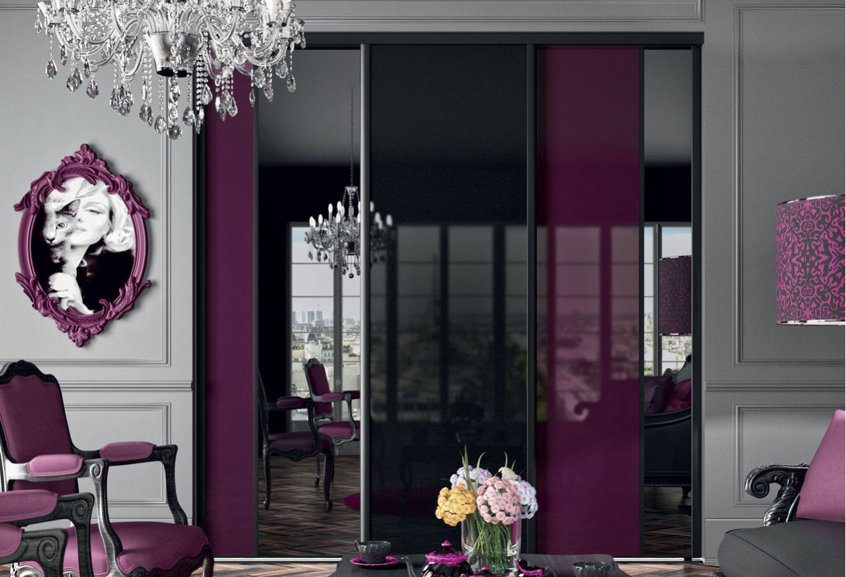 Façade de placard 3 portes coulissante So chic laqué - Kazed : Confort'Mat